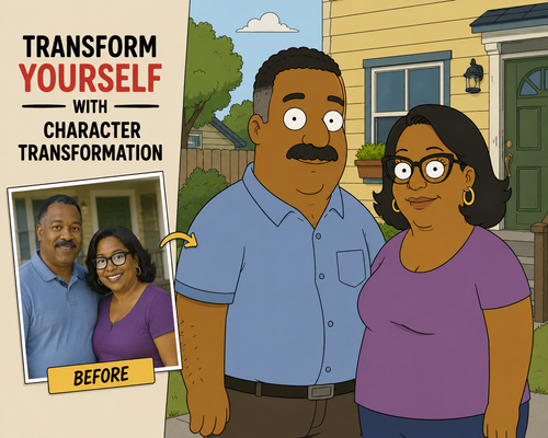 Custom Cartoon Family Portrait 5 from Your Photo – Digital Download
