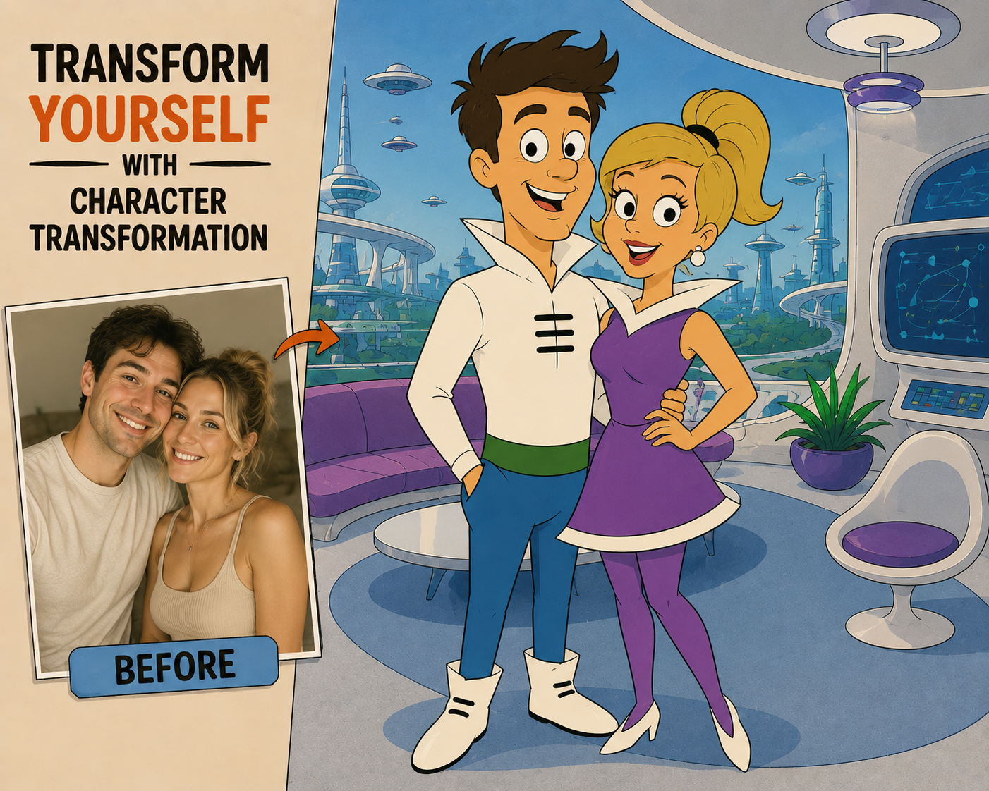 Custom Cartoon Family Portrait 4 from Your Photo – Digital Download