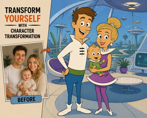 Custom Cartoon Family Portrait 4 from Your Photo – Digital Download