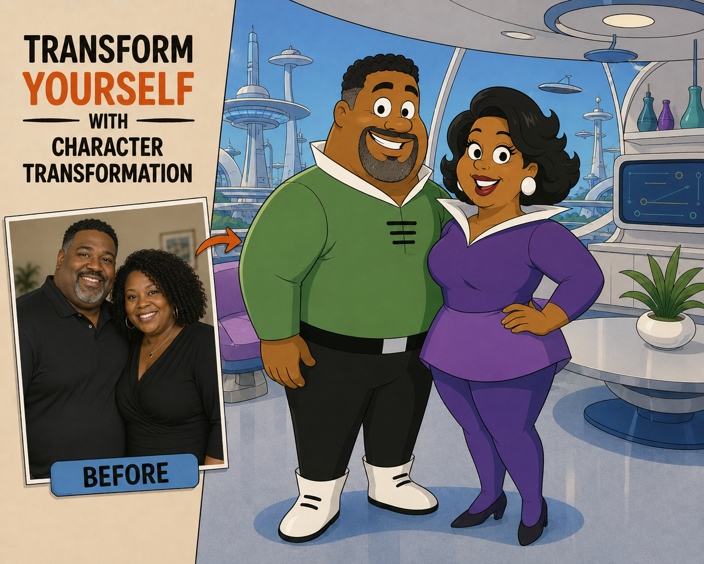 Custom Cartoon Family Portrait 4 from Your Photo – Digital Download