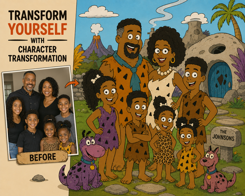 Custom Cartoon Family Portrait 3 from Your Photo – Digital Download