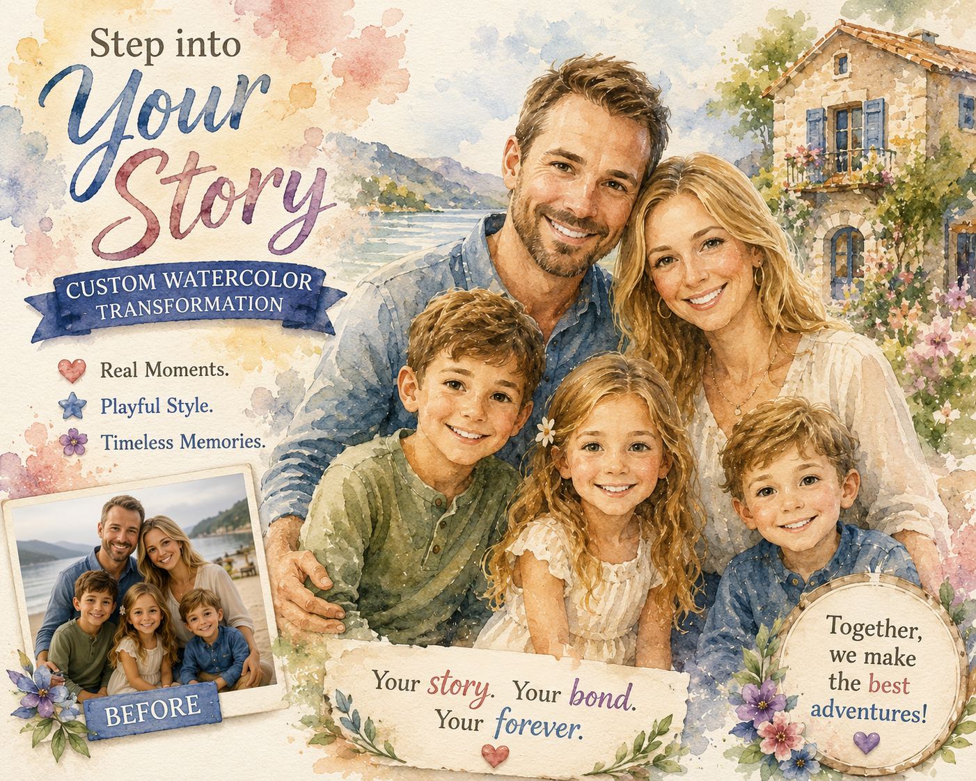 Custom Watercolor Family Portrait