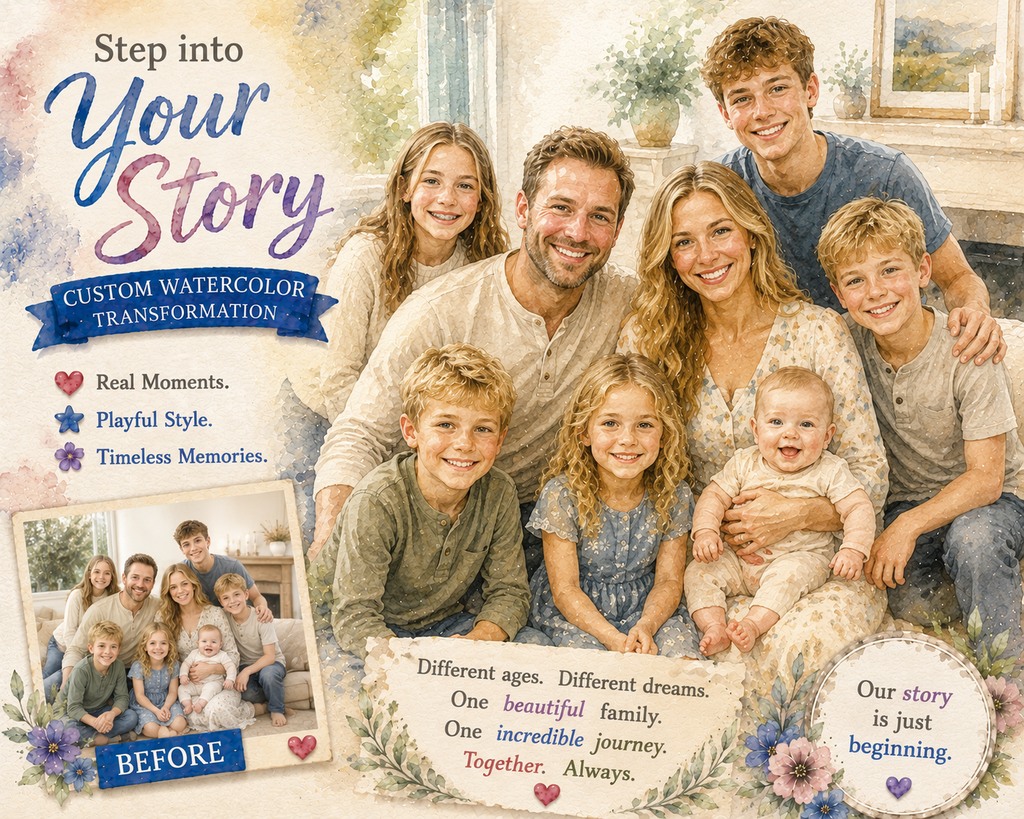 Custom Watercolor Family Portrait