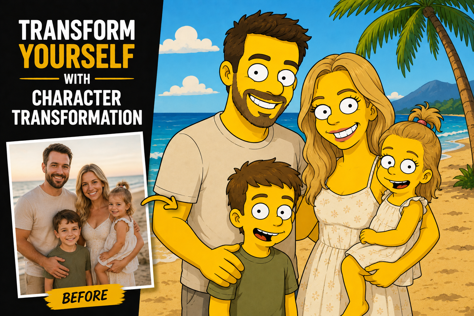 Custom Cartoon Family Portrait from Your Photo – Digital Download