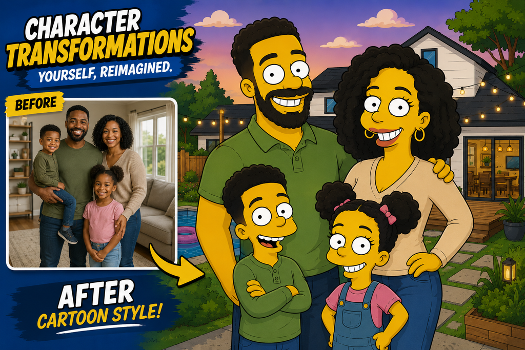Custom Cartoon Family Portrait from Your Photo – Digital Download